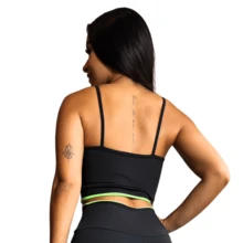 Kit With 2 Plain Strapless Tops For Women's Gymnastics Workout Gym Fitness - Fashion Workout Clothing Crossfit Bodybuilding Sports Topper With Straps For Running Yoga In Suplex With Neon Detail - 彩色 - 查看 4