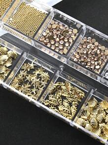 12pcs 3D Ocean Theme Nail Charms Nail Decorations,Multi Shaped Golden Alloy Shell Abalone Seahorse Starfish Conch Pearl Mini Caviar Beads Rhinestone 3D Ocean Series Metal Pendant Suitable For Nail Art Jewelry Craft Project DIY Nail Charms Nail Gems Nail Supplies
