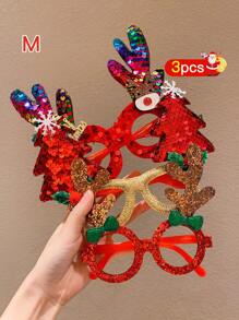 1/2/3 件女孩圣诞配饰可爱无度数装饰眼镜 - 彩色 - 查看 19