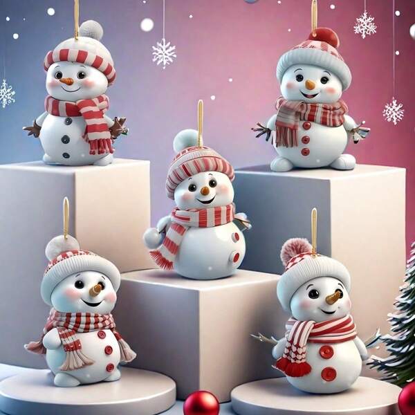 Christmas Snowman Pendant - 2D Flat Acrylic Cartoon Snowman Hanging Decoration, Suitable For Home And Garden Christmas Tree Decor - Party Event Decorations, Car Hanging Decor, Backpack Decorations, Perfect Holiday Gift