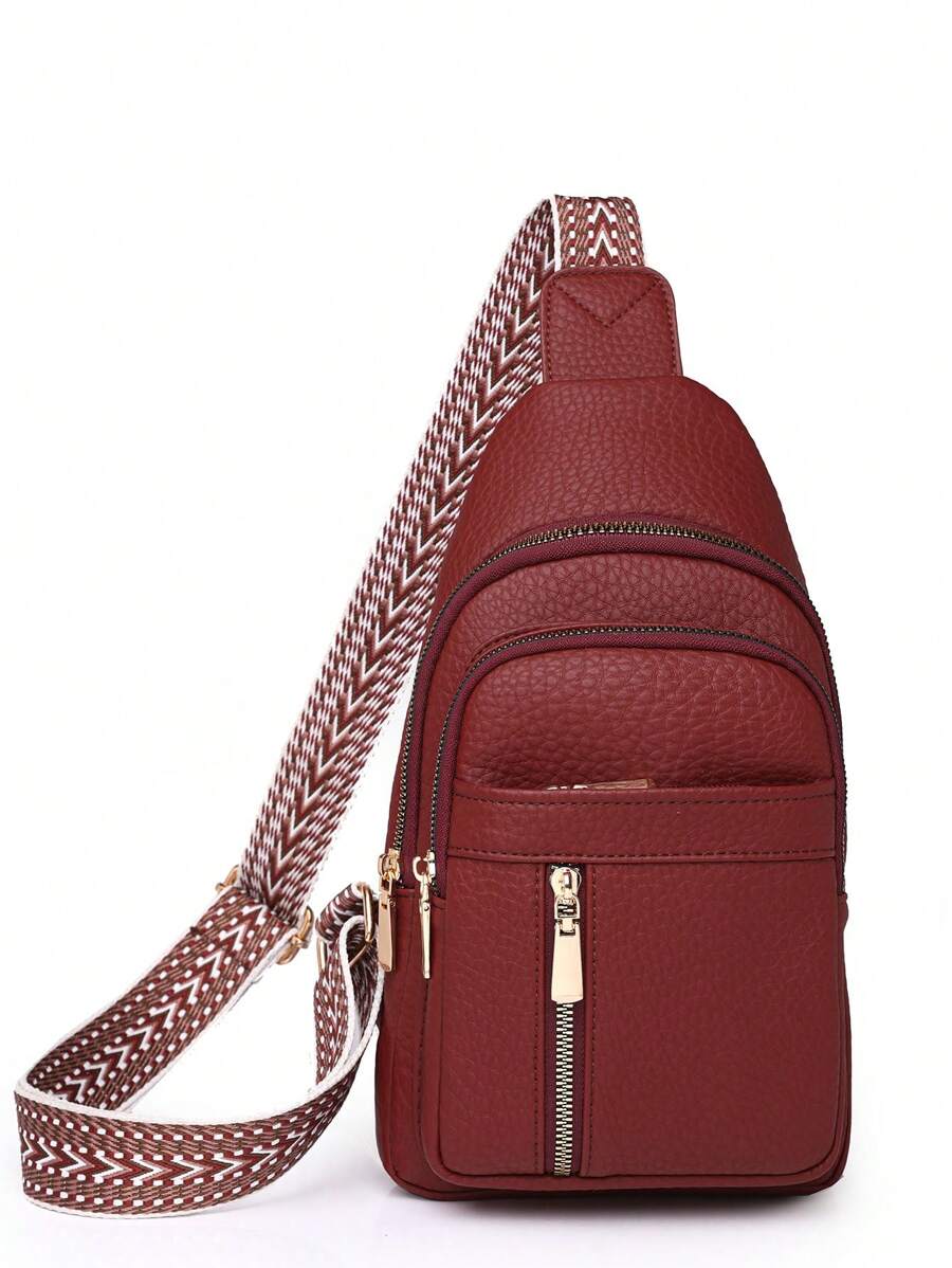 2024新款女士真皮奢华手提包 女士包袋 设计师款单肩斜挎包 - 酒紅色 - 查看 1