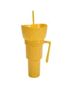 1 pieza Cubeta para palomitas, vaso con pajita para bebidas y jugo, vaso con pajita creativo de cine para pareja con palomitas - Multicolor - Ver 11