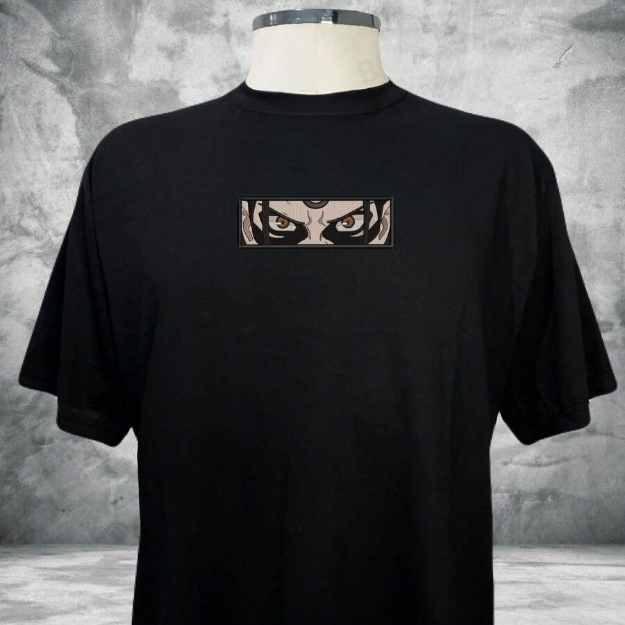 Hashirama Embroidered Anime T-Shirt Unisex 100% Cotton Geek Streetwear - 黑色 - 查看 1