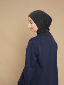 1pc Hijab Cap, Moda Casual Elegante Instantâneo Lenço Headcover, Adequado para a Vida Diária, Festivais, Reuniões, Adoração - Preto - Ver 8