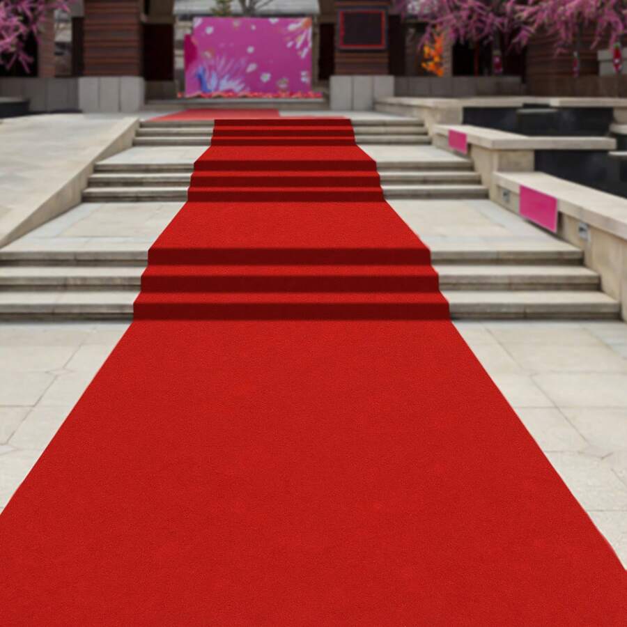 Rainaut alfombra de pasillo roja de 3 pies x 33 pies, alfombra de pasillo para fiestas, pasillos y salas - Rojo - Ver 1