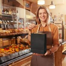 50 chiếc túi giấy Kraft đen, túi quà tặng, túi mua sắm, túi đựng đồ ăn, túi mang đi, thích hợp cho sinh nhật, đám cưới, quà tặng tiệc tùng, bao bì đồ nướng & đồ ăn nhẹ, có thể tự vẽ tay, thích hợp cho tiệc tùng, ngày lễ, họp mặt gia đình - giấy kraft đen - Xem 4