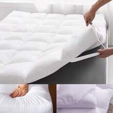 Pillow Top Protetor Para Colchão Cama Casal Box Conjugado Toque de pluma Super Macio Varias Cores - Branco - Visão 3