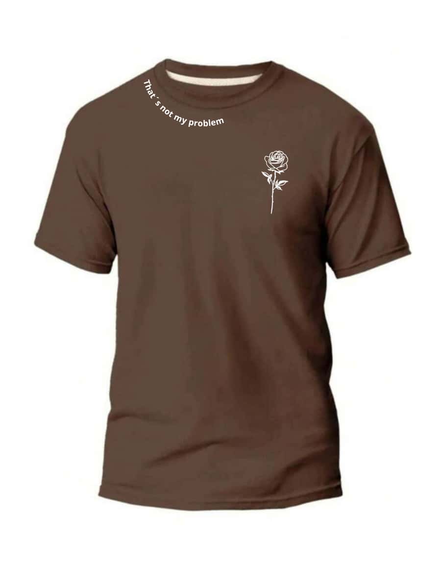 Ros Men's T-Shirt 100% Cotton New Release - 駝色 - 查看 1