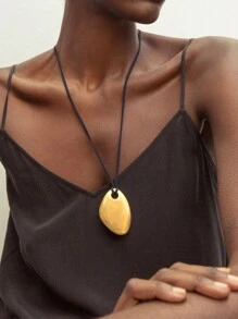 Uworld 1 chiếc vòng cổ dây sáp đen thời trang thu đông cho nữ hình bầu dục mặt dây chuyền áo len - JDN2407043 - Xem 3