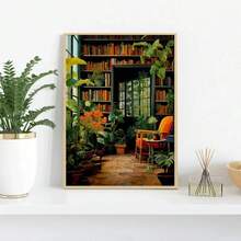 1pc Vintage Book Store Poster Book Shop Print Library Retro Antique Canvas Painting Wall Art Picture Decor Book Lovers Reading Gift No Frame - Multicolor - View 5