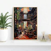 1pc Vintage Book Store Poster Book Shop Print Library Retro Antique Canvas Painting Wall Art Picture Decor Book Lovers Reading Gift No Frame - Multicolor - View 4