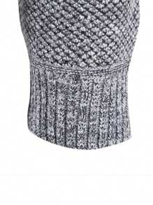 Áo len Polo cổ khóa kéo ôm vừa vặn cho nam, áo len chui đầu dài tay thường ngày có viền gân, lót nhiệt dày - Màu Xám nhạt - Xem 5