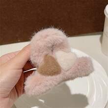 毛绒发夹，优雅蓬松发爪夹，女士小发爪头饰 - 彩色 - 查看 11