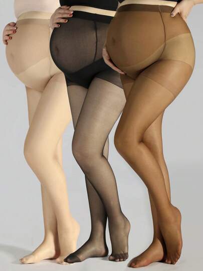 1 pieza Leggings ajustados de maternidad de alta elasticidad, pantimedias delgadas y de moda