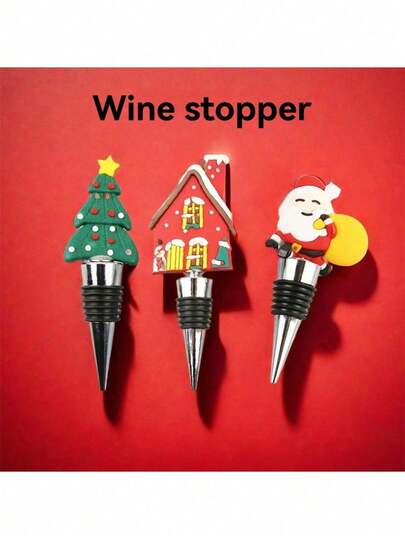 1pc Santa Claus Cone Wine Bottle Stopper, Christmas Wine Preserver Vacuum Sealed Plug, Wine Bottle Stopper, Christmas Wine Bottle Decor, Wine Glass Decor Christmas Gift