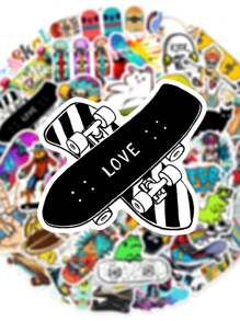 50pcs Skateboard Street Culture Stickers, Suitable For Laptop Decoration, PVC Waterproof Material, Suitable For Halloween Decoration, Motorcycle Helmet, Car Stickers, Gift Box Decoration, Label Stickers, Envelope Sealing, Graffiti Stickers, Guitar, Notebook, Luggage DIY Decoration - 50pcs - View 2