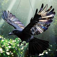 经典亚克力乌鸦太阳捕手挂饰（1 件装） - 适用于家庭、花园、门廊、墙壁和窗户的多功能装饰；无羽毛、防水、防刮；易于悬挂；无需电力 - 多重規格 - 查看 5