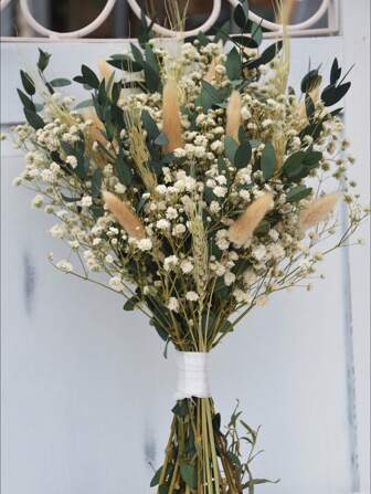 1 Bouquet Mixed Baby's Breath, Eucalyptus, Lavender Wildflower Bouquet, Natural Floral Arrangement For Vases, Wedding, Bridal, Home, Office, Party