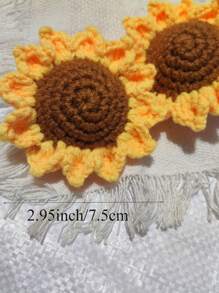 1/2/5 件针织假向日葵雏菊人造花用于装饰，涤纶针织花头和叶子，非常适合婚礼和订婚装饰 - 彩色 - 查看 2