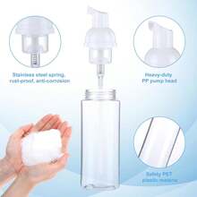 FIGHTYU 2 件 30 毫升/60 毫升泡沫肥皂泵瓶，可再填充透明塑料旅行装洗手液、洗发水容器 - 白色 - 查看 5