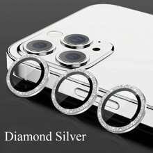 1Set Glitter Bling Metal Glass Camera Lens Protector Compatible With Iphone 15 14 13 11 Pro Max Plus 12 Mini 15Pro 14Pro Women Ring Lens Cover Gift For Birthday, Family, Friends Sparkling Crystal, Lens Protector, Phone Accessories