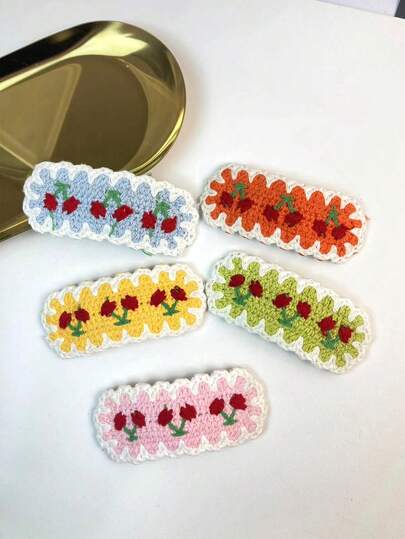 Pinza de pelo de estilo INS 2024 con diseño de flor de cerezo tejida, accesorio de pelo diario para niñas, pasador de flequillo de color caramelo de moda simple