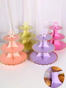 1pc 3-Tier Disposable Cake/Dessert Stand For Afternoon Tea, Wedding, Party, Birthday Celebration
