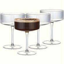 4pcs 10oz Vintage Martini Glasses, Unique Glasses, Classic Cups, Barware Set For Champagne And Gifts - Transparent - View 5