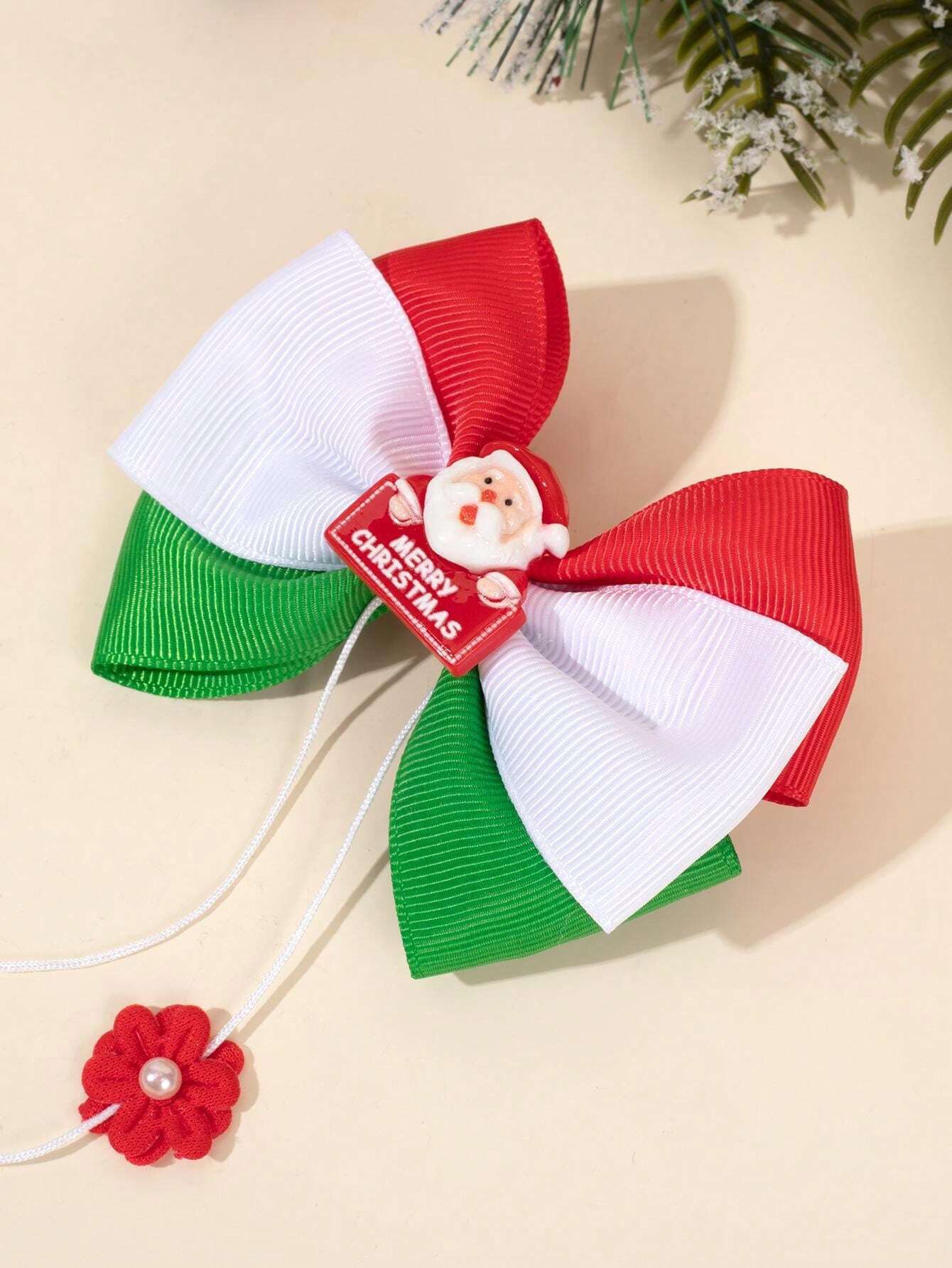 1pc Teddy Bear Hair Bow Clips For Toddlers Girls , Satin Ribbon Hair