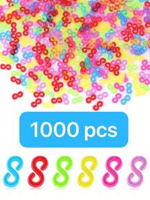 500/1000 Pcs S Clips Rubber Band Clips, Loom Rubber Band Clips Plastic Band Clips Connectors Refills Bracelet Kit Clip For Loom Bracelets DIY Making Refill Kitloom Bands,Sewing Kit,Loom Band Kit,Toddler Craft,Kids Bracelet Making Set,Bracelet Loom,Loom Bands>Set,Rubber Band,Darning Loom - Multicolor - View 15