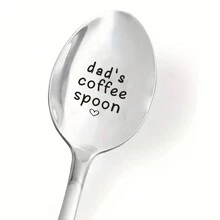 不锈钢勺子最佳爸爸老板家庭餐具父亲节礼物酷字母坚固的冰淇淋勺返校 - 銀色 - 查看 11