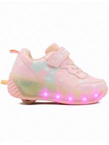 Tenis Patín Retractil Para Niña Bubble Gummers Con Luces Siena Rosa 17-23 - Rosa - Ver 3
