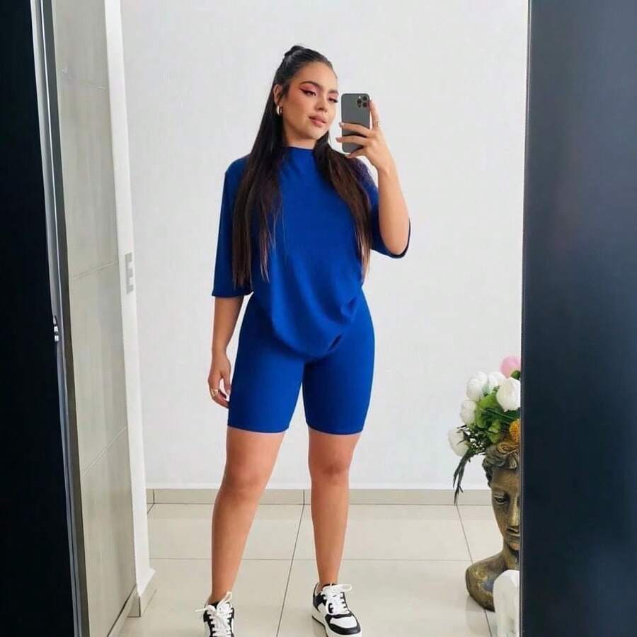 Conjunto Biker Oversize Azul Rey Unitalla 3-7 - azul real - Ver 1