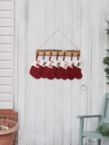 1 chiếc tất Giáng sinh thêu chữ đan, màu đỏ, quà tặng tên tự làm nhiều màu sắc, đồ trang trí Giáng sinh ngoài trời, quà tặng Giáng sinh - Đỏ - Xem 4