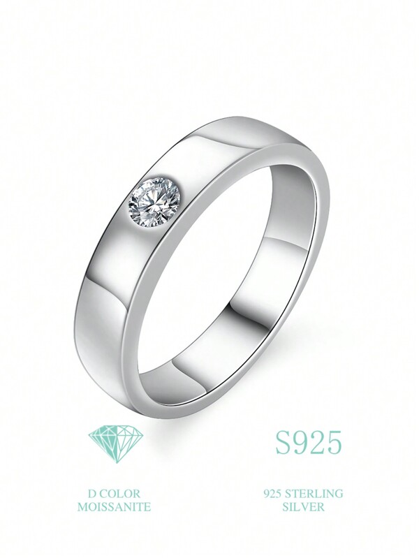 Esberry 1 pièce Bague de fiançailles en strass de Moissanite, bague de mariage pour homme en argent sterling S925, bague de promesse, bague d'éternité, bague d'anniversaire, cadeaux de bijoux de luxe pour la Saint-Valentin, bijoux de mariée, bague en diamant