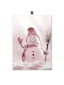 1PC Pink Christmas Winter Snow Santa Chalet Wall Art Canvas Painting Nordic Posters And Prints Wall Pictures For Bedroom Home Decor No Frame Christmas Decorations Room Decor - Multicolor - View 46