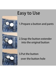 1 bộ mở rộng nút eo màu trắng, bộ mở rộng nút quần jean linh hoạt, bộ mở rộng nút quần, bộ mở rộng nút cổ áo có thể điều chỉnh, phù hợp với nam và nữ, quần âu, quần short, váy, quần jean - trắng - Xem 8