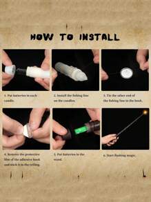 26Pcs (12pcs Candle 17cm/6.7inch&12pcs Hook 2cm/0.8inch&1PC Magic Wand 33.2cm/13.1inch&1PC Fishing Line 30 M/ 9.8 Ft) Halloween Floating Candle With Wand, Magic Hanging Candle Flashing Warm Light Flameless LED Tapered Candle With Remote Control, Battery Operated Window Candle, Suitable For Halloween & Christmas & Family Wedding Birthday Party Atmosphere Decoration,Christmas