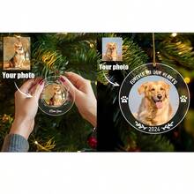 1 件定制宠物照片纪念吊坠，圣诞树亚克力纪念吊坠，为您心爱的宠物提供独特的纪念品，温馨的圣诞礼物 - 圖片色 - 查看 2