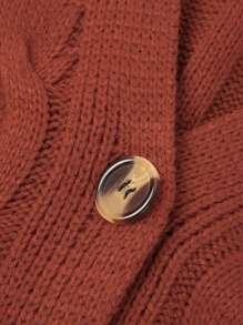 Female Cardigan, Solid Color Long Sleeve Sweater Knitted Coat With Pockets For Spring Fall, S/M/L - 酒紅色 - 查看 9