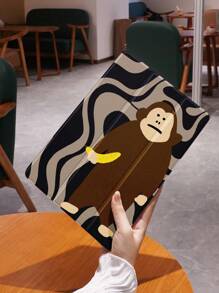 1 件条纹可爱猴子图案平板平板电脑保护壳，兼容 iPad 10.2 英寸、iPad Pro 11 2021/2020/10th Gen、iPad Mini 4/5/6、Galaxy Tab A8 10.5 英寸 2022、Matepad 10.4/Tab，带笔槽，防摔，平板电脑支架保护壳，支持自动睡眠/唤醒 - 彩色 - 查看 2