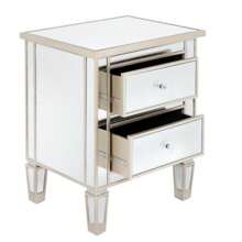 Modern And Contemporary Mirrored 2-Drawers Nightstand Bedside Table Silver Rose - trắng - Xem 3