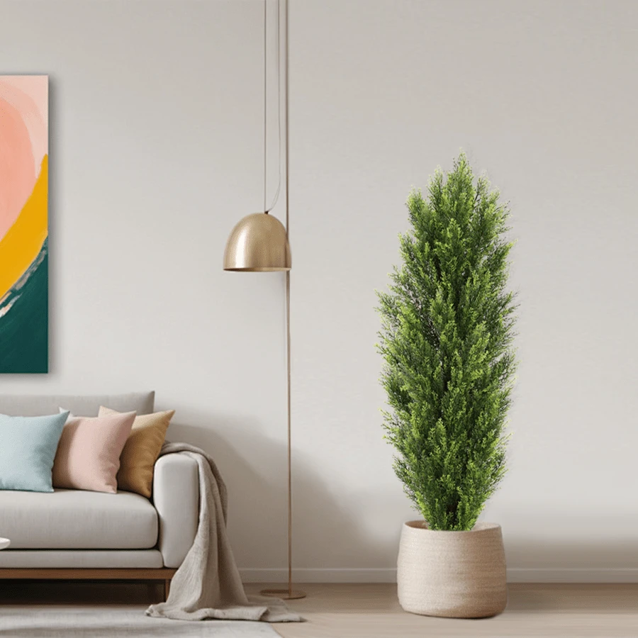 ChristmasLike Artificial Cedar Cypress Plants Faux Boxwood Pine