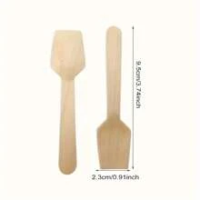 200pcs Disposable Square Scoop Yogurt Scoop Ice Cream Scoop Tasting Scoop Mini Snack Wooden Spoon, Ice Cream Square Head Scoop Suitable For Wedding, Graduation Season, Thanksgiving, Christmas And Other Party Tasting Tableware Supplies
