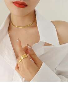 1 Stück Halskette mit Fashion Edelstahl minimalistisch Für Frauen für Alltag - Goldgelb - Übersicht 5