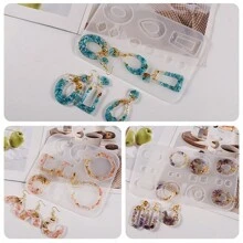 1pc Asymmetric Ellipse C Shape & Water Drop Silicone Mold, DIY Jewelry Pendant Earring Keychain Decoration Accessories