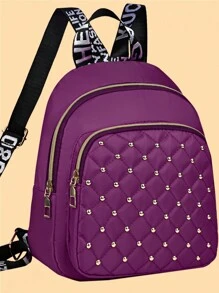 Diamond Check Embroidered Thread Rivet Backpack New Fashion Travel Bag Leisure Large Capacity Backpack [Zipper Direction Random] Christmas Men Bag Vacation Travel Essentials Dad Gifts School Bag Travel Backpack Sports Bag Laptop Bag Holiday Essentials Bag For Men Camping Bags Summer Back To School Beach Bag Beach Laptop Case The Sporty Life Summer Bag Spring Break Bag Pack Backpacks Travel Must Haves Large Bag School Supplies School Backpack