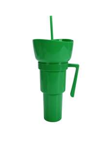 1 pieza Cubeta para palomitas, vaso con pajita para bebidas y jugo, vaso con pajita creativo de cine para pareja con palomitas - Multicolor - Ver 9