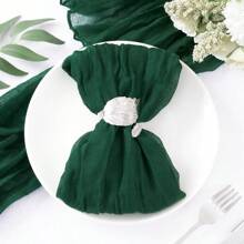 12 件/套 涤纶方形巴厘岛纱布餐巾，50*50 厘米/20*20 英寸，纯色，酒店抹布，婚礼派对乡村餐桌装饰，晚宴垫，厨房毛巾，美食摄影背景 - 墨綠色 - 查看 5