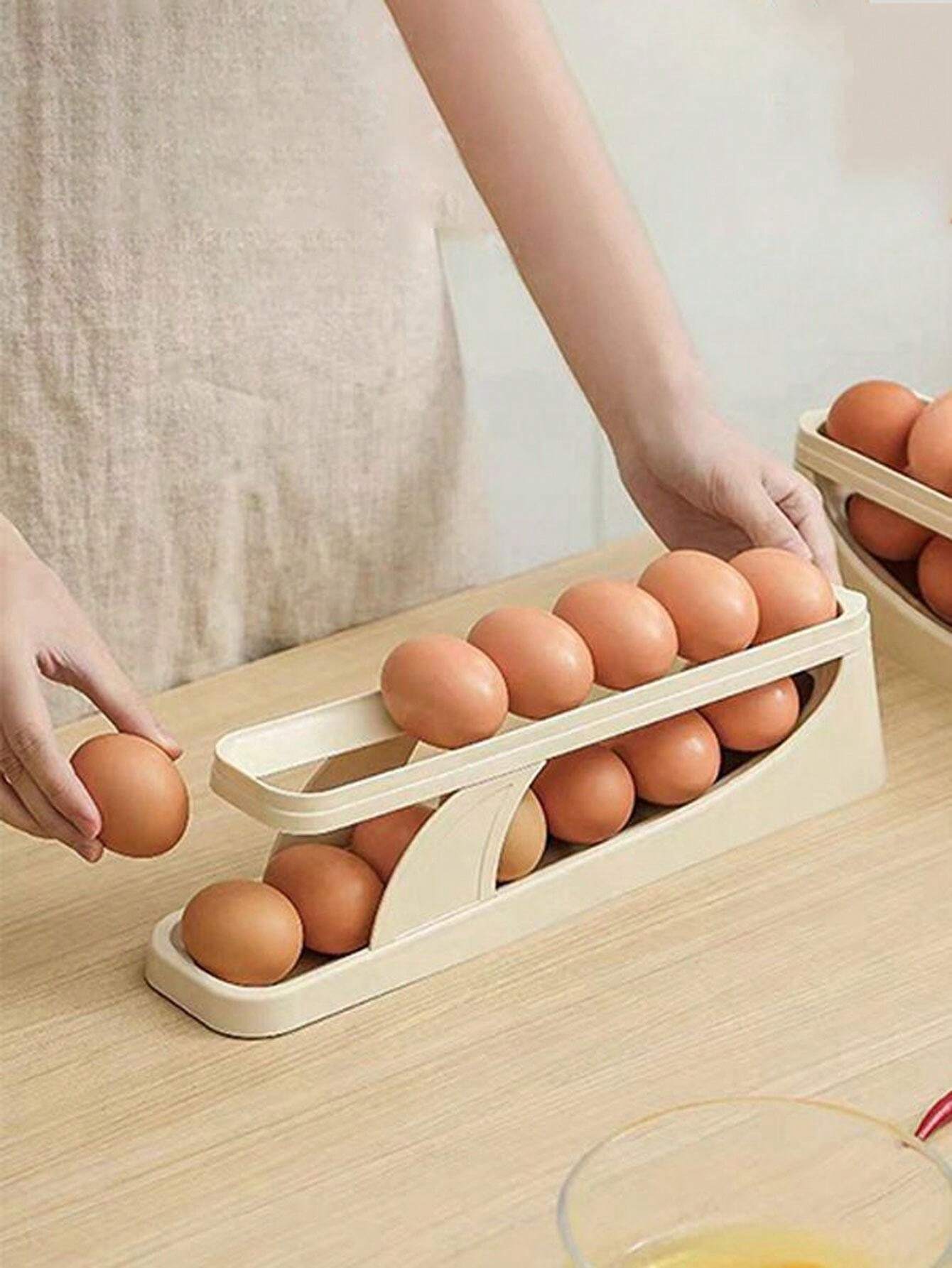1pc Sliding Egg Container, Dual Layer Refrigerator Side Door Auto Egg